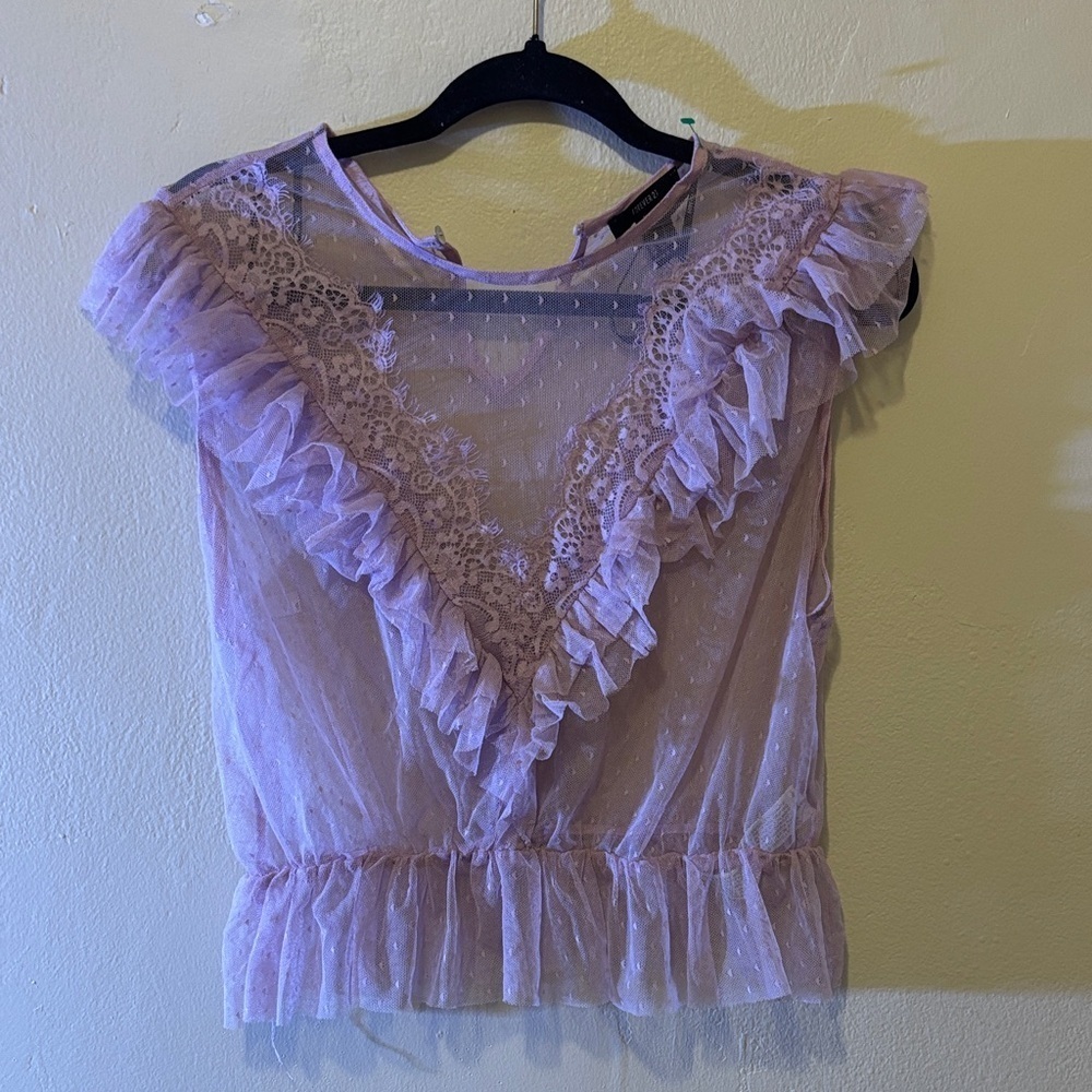 Forever 21 Lavender Lace Ruffle Blouse